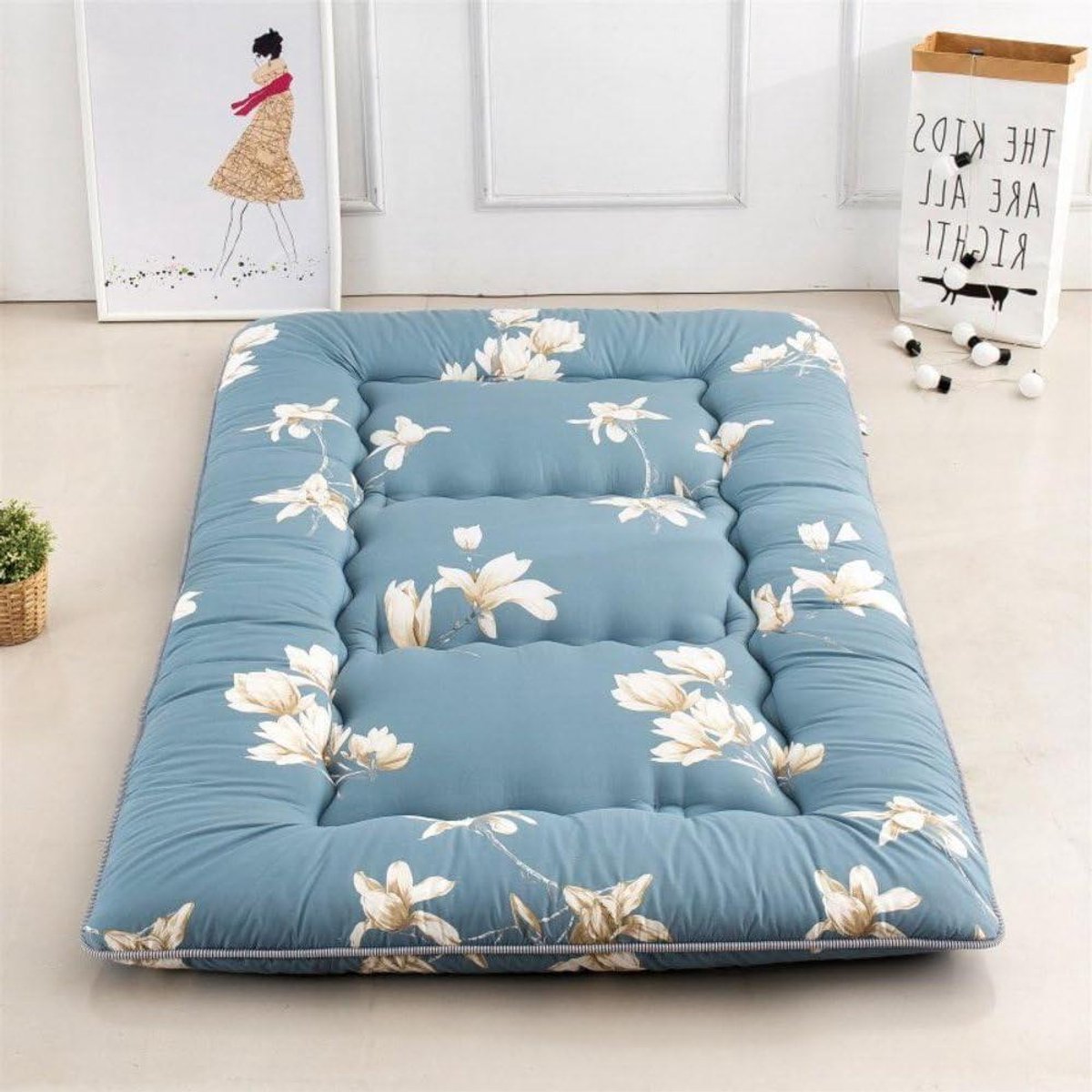 Vloermatras - Tatami kussen - Comfortabel slapen - Opvouwbaar ontwerp - 100x200cm - Gebloemd