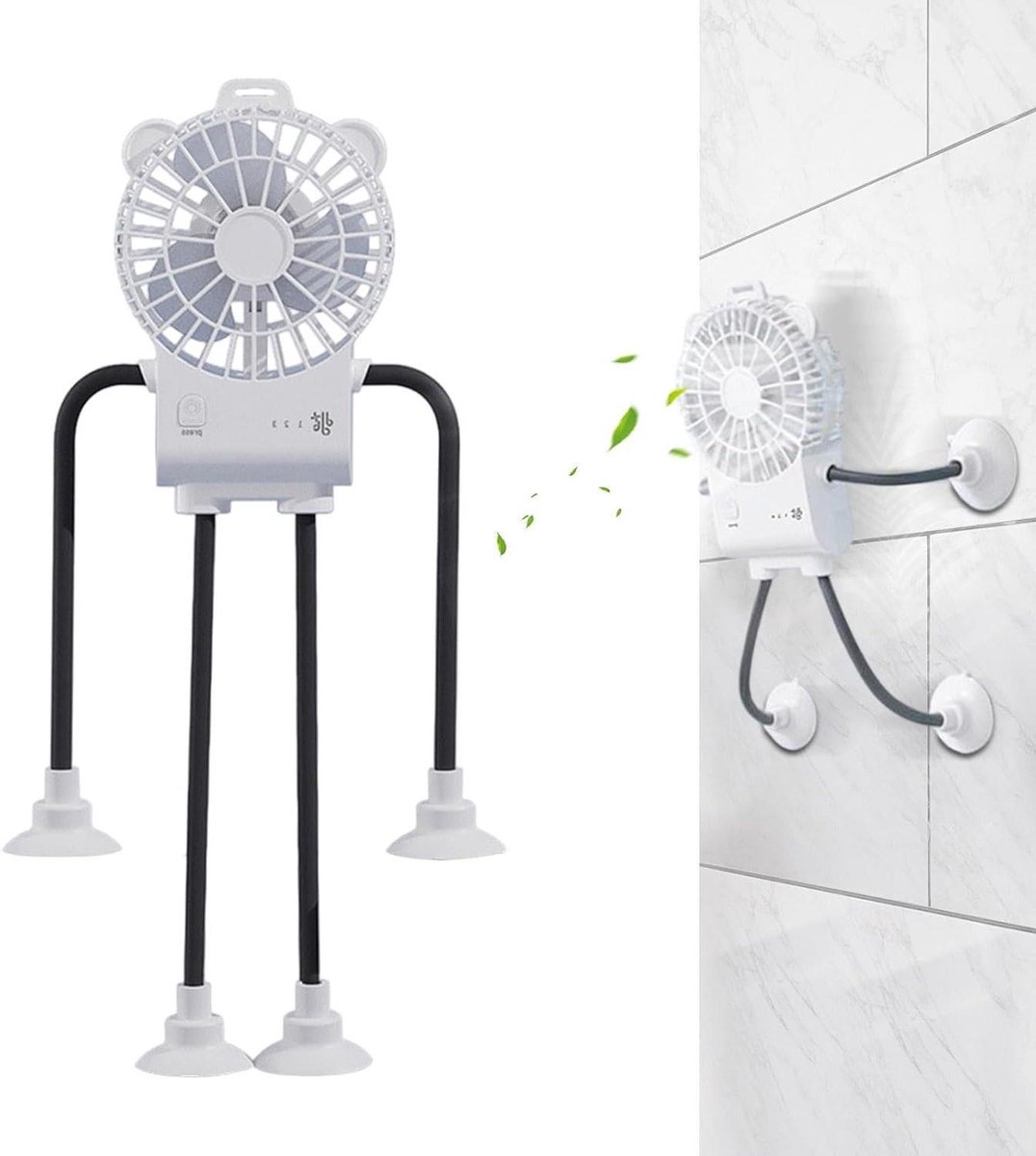 Bureau Ventilator - Tafelblazer Robot - Persoonlijke Verkoeling - Krachtige Zuignap - 5x16.7x5 cm - Wit