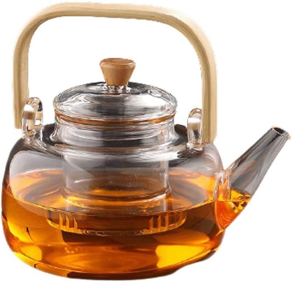Glazen theepot - Losse thee - Genieten van thee - Bamboe handvat - 950 ml - Helder