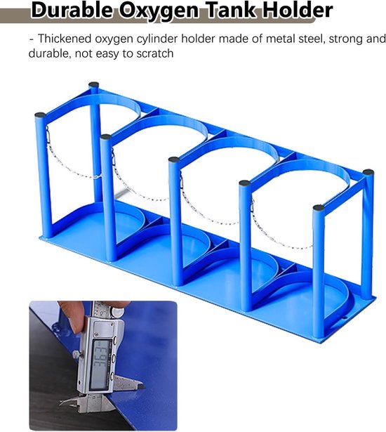 Cilinder Rack - Tank Houder - Veilige Opslag - Verstelbare Ketting - Voor 1-6 Cilinders - Blauw — afbeelding 5