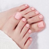 Plaknagels voor tenen - Kunstnagels set - Directe schoonheid - Herbruikbare nagelkit - 24 stuks - Zacht roze