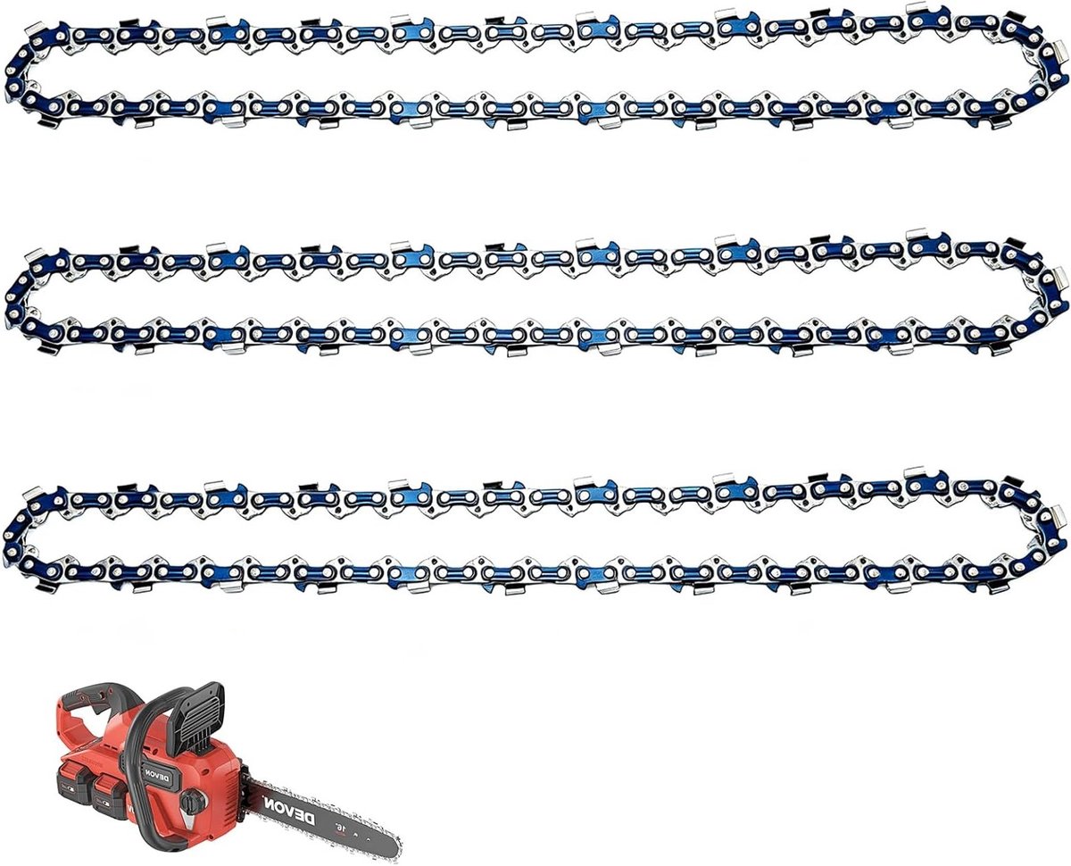 Zaagketting set van 3, 1,1 mm, 40 TG voor 25 cm zwaard, terugslagarme halfbeitelketting, compatibel met diverse gereedschappen, ideaal voor houtbewerking en tuinonderhoud