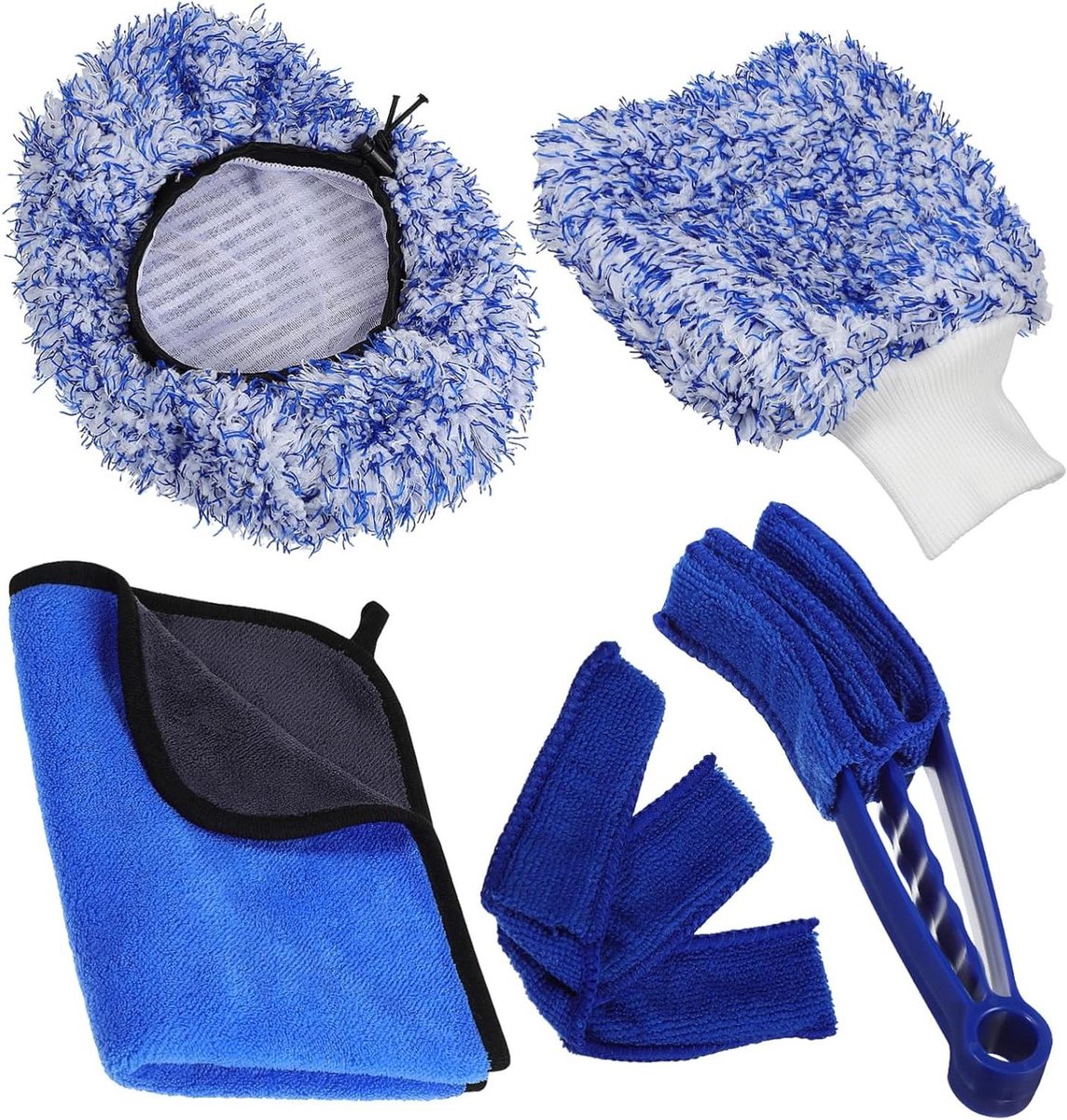 Autowasset - Reinigingskit - Voertuigonderhoud - Compleet 5-delig - Medium - Diverse kleuren