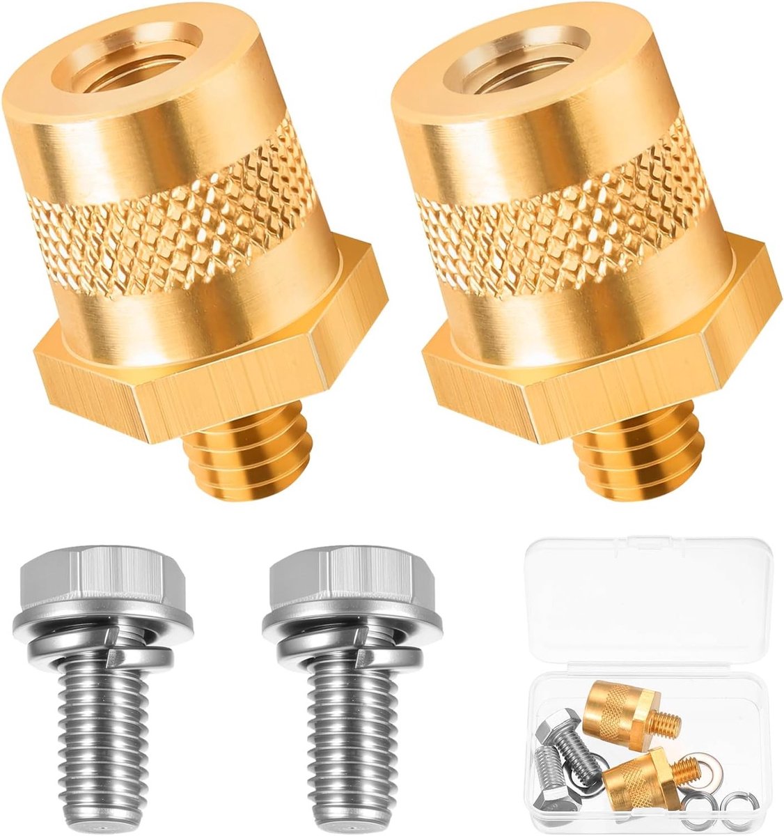 M8 Accupooladapter voor Motoren, Auto's en Boten - Positieve en Negatieve Klemmen met RVS Schroeven en Ringen voor Betrouwbare Verbindingen
