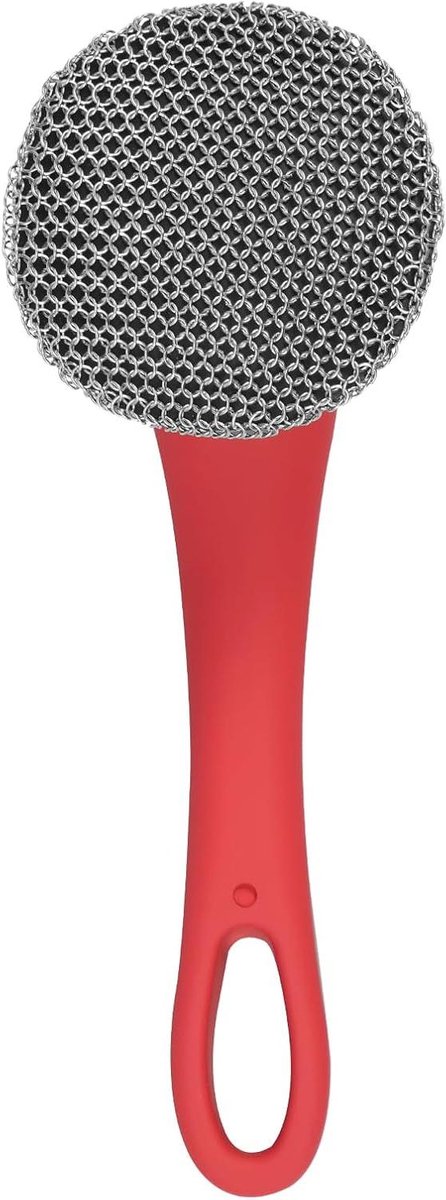 Gietijzer Reiniger - Pan Schraper - Keuken Schoonmaken - Ergonomisch Handvat - 17.5 cm Lengte - Rood