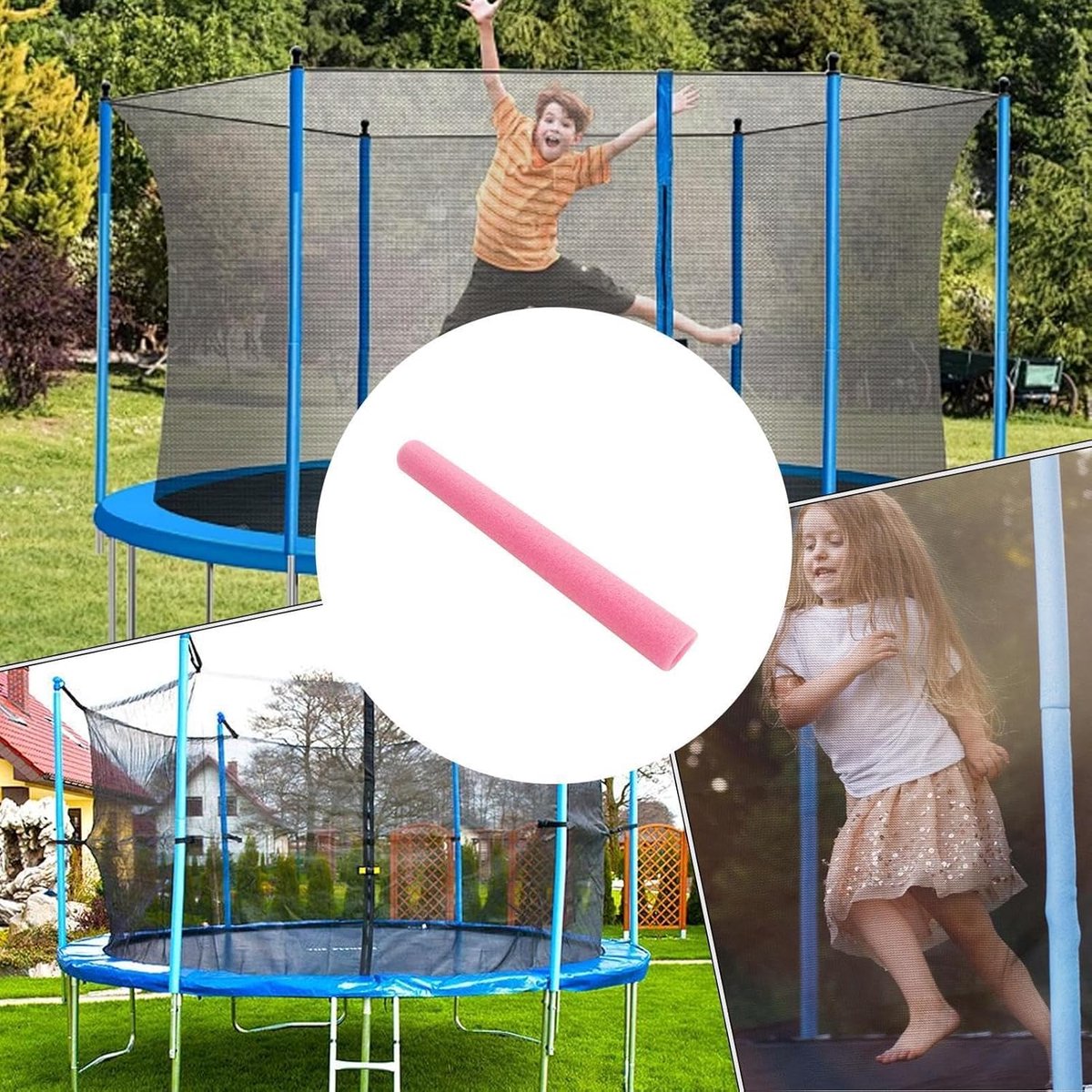 Trampoline Paalhoezen - Schuim Beschermers - Veilig Spelen - Waterdicht Schuim - 254 cm Diameter - Roze
