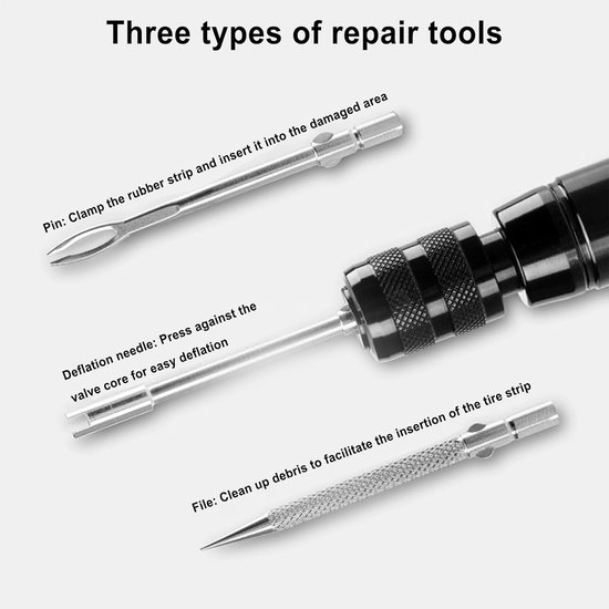 Bandenreparatieset - Pechhulp Kit - Onderweg Repareren - Compact En Draagbaar - 11.5 cm Lengte - Zwart — afbeelding 3