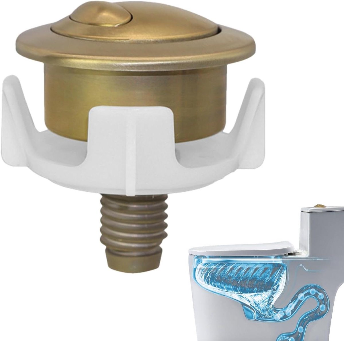 Toilet Spoelknop - Dubbele Spoelknop - Water Besparen - Gereedschapsloze Installatie - 54 x 37 mm - Chroom