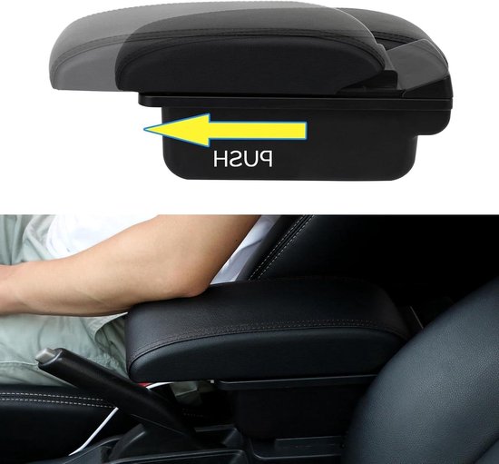 Auto Armsteun Box - Middenconsole Opbergbox - Comfortabel Rijden - Verstelbare Leuning - 40.64 cm Lengte - Zwart