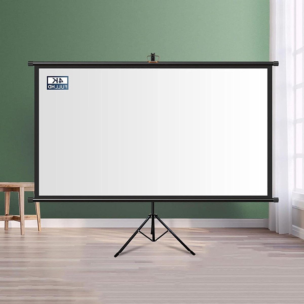 Projectiescherm met standaard - Statiefscherm opvouwbaar - Film en presentatie - Rimpelvrij glasvezel - 84 inch 4:3 - Wit