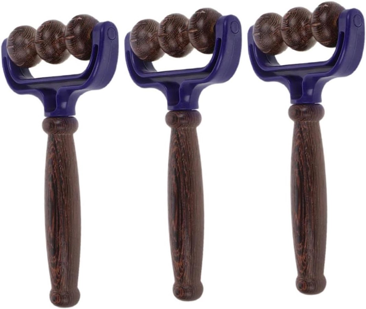 Houten Massage Roller - Spierroller Lichaam - Spierherstel Bevorderen - Hoekige Wielen Ontwerp - 18 x 9 x 2 cm