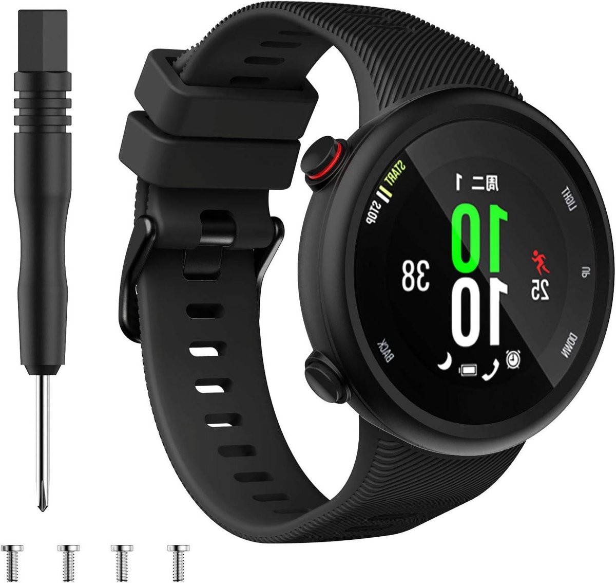 Garmin Forerunner 45s band - Sport horlogeband - Fitness tracking - Duurzame sluiting - 139-206 mm polsmaat - Zwart