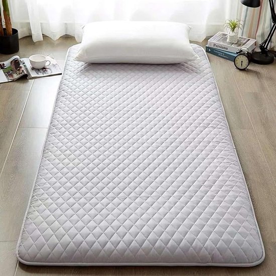 Japanse Vloermatras - Futon Matras Kamperen - Comfortabel Slapen - Zacht Vouwbaar Rolbaar - 150x200 cm - Grijs — afbeelding 4
