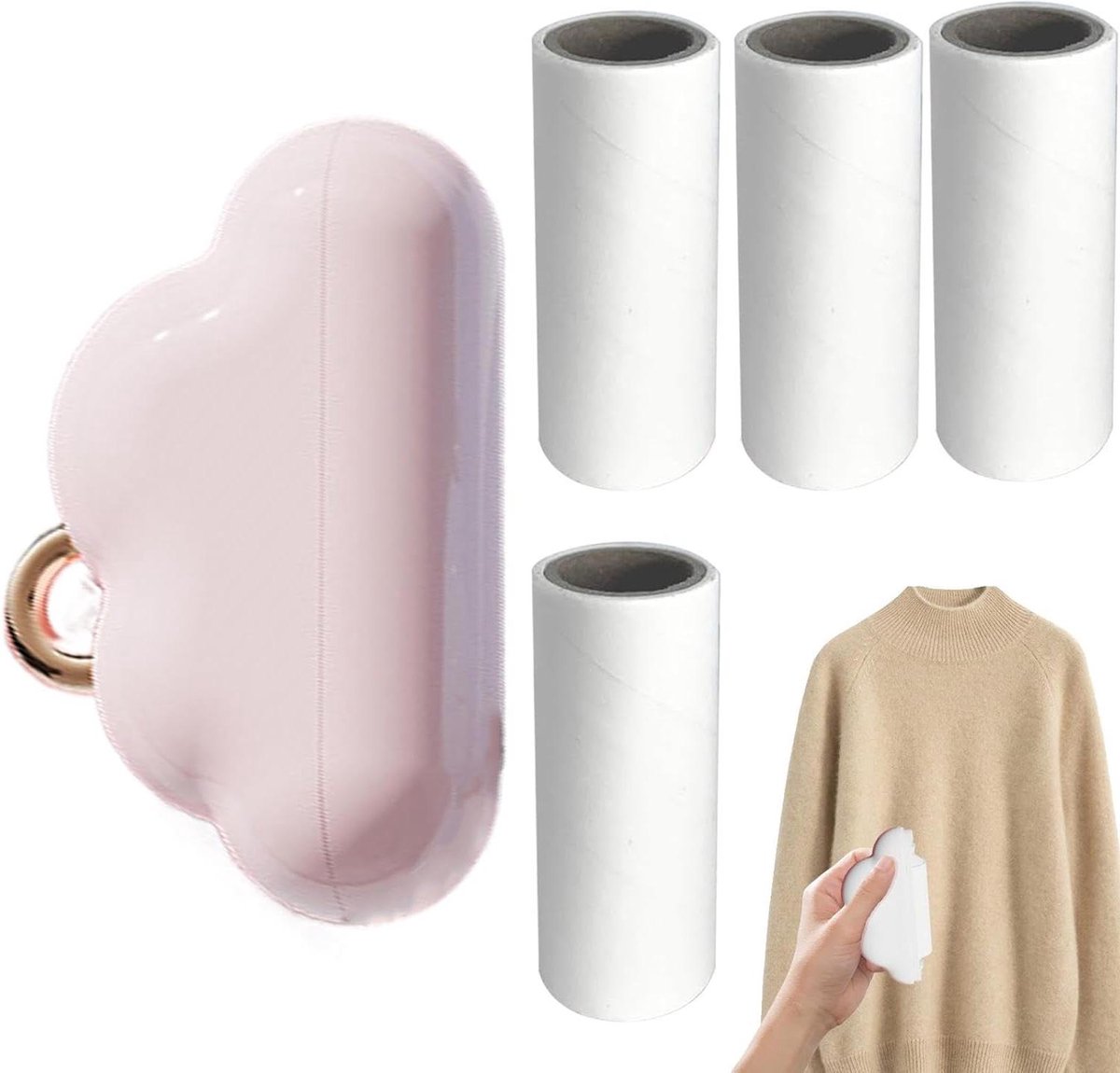 Pluisborstels Kleding - Pluisroller Haarverwijderaar - Kleding Reinigen - Geen Batterijen Tape - 5 Navullingen - Roze