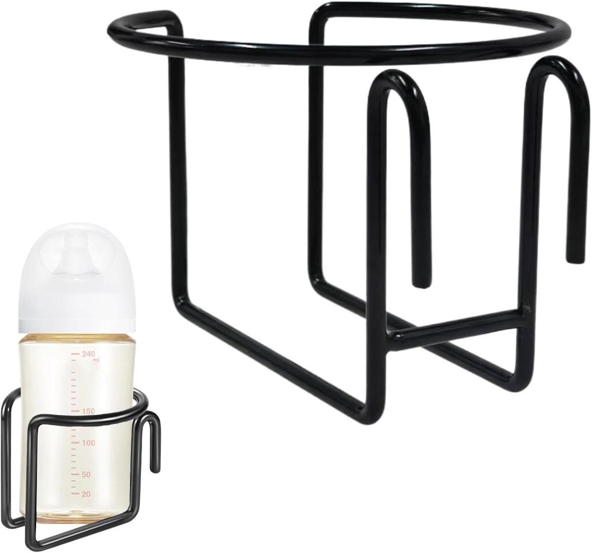 Bekerhouder Kinderwagen - Drankorganizer Buggy - Onderweg Dranken Meenemen - Stevige IJzeren Constructie - 20.1 x 8 x 9.4 cm