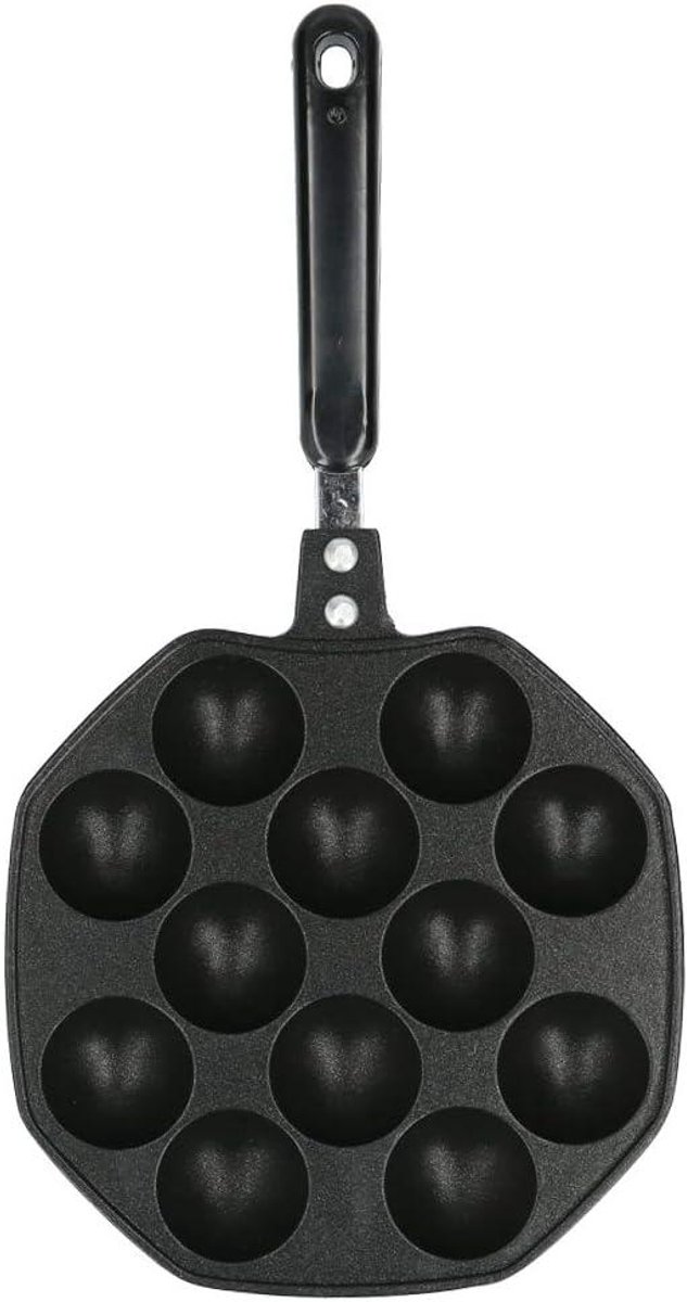 Japanse Takoyaki Pan - Octopus Bal Maker - Snacks Maken - 12 Roosters - 34 x 18 cm - Rood