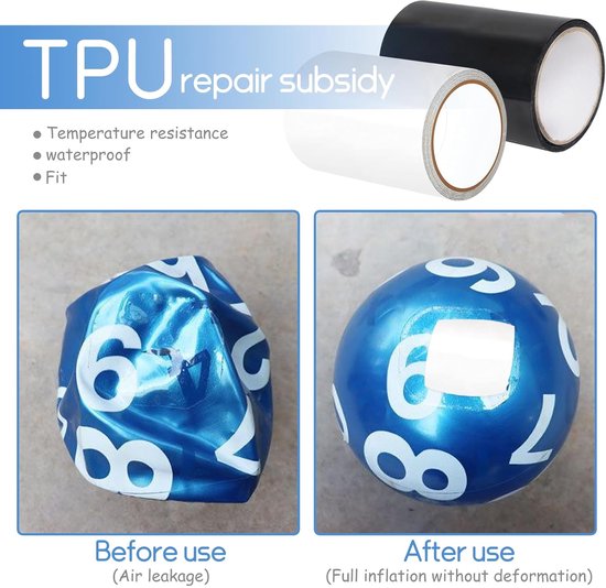 Zwembad reparatietape - Onderwater tape - Lekkages dichten - Zelfklevend TPU materiaal - 150 cm x 10 cm - Zwart — afbeelding 2