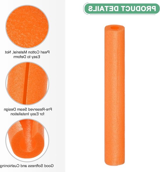 2 Stuks Isolatie Schuim Buizen, 17 x 2.4 cm (L x OD) Schuimhoezen voor Bescherming van Waterleidingen, Hoekbescherming en Handgrepen [Oranje] — afbeelding 4