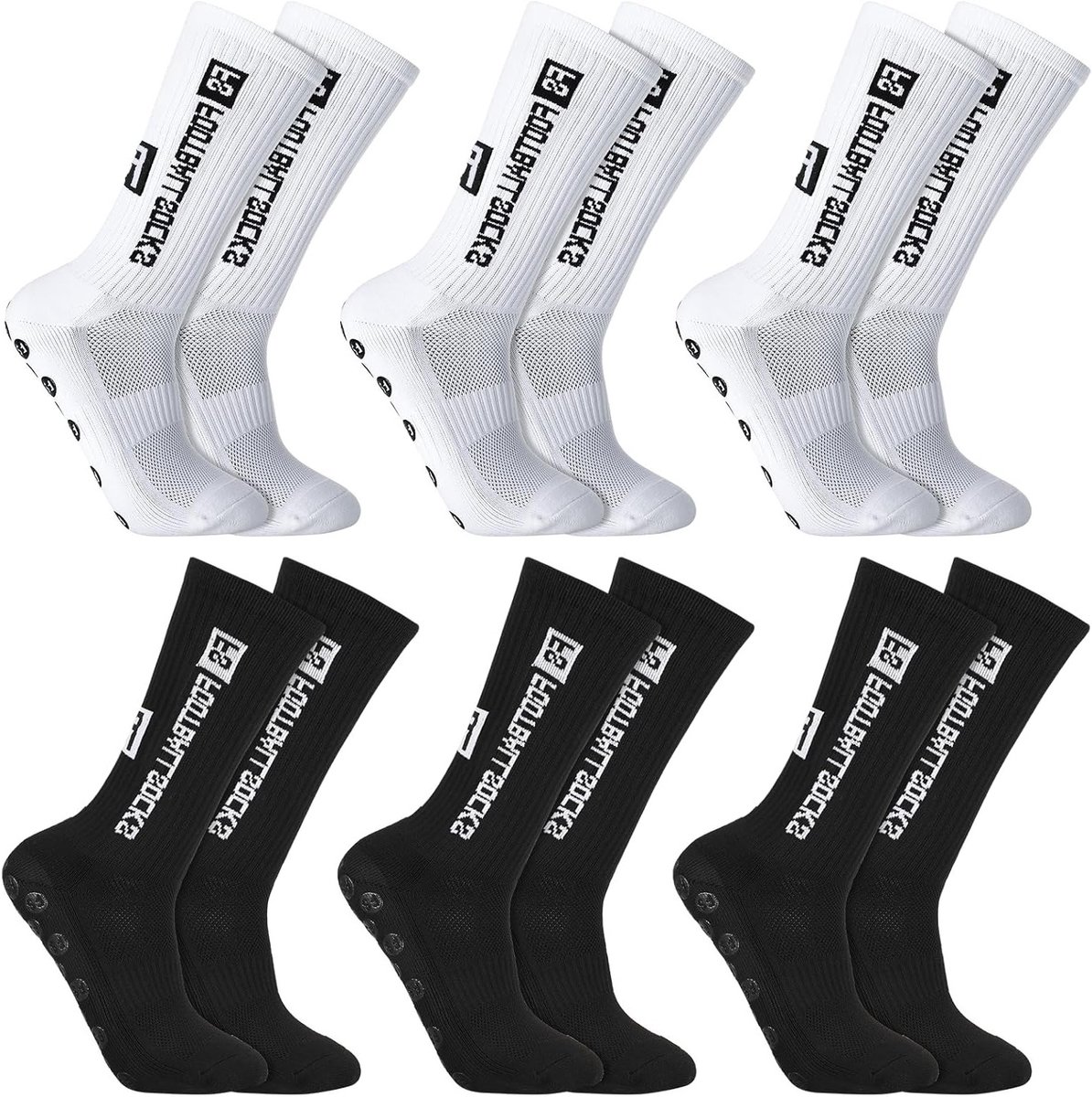 Grip Sokken voor Mannen - 6 Paar Antislip Sport Sokken voor Voetbal en Basketbal met Grip Pads voor Optimale Stabiliteit