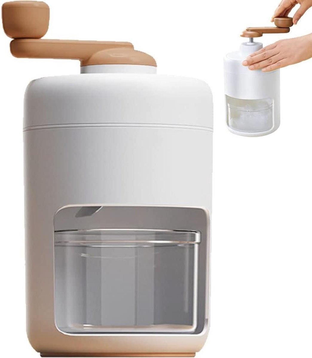 Handmatige IJsmachine - Ijsbreker Smoothies - Drankjes Maken - Draagbaar Hand Crank - 13x13x26 cm - Wit