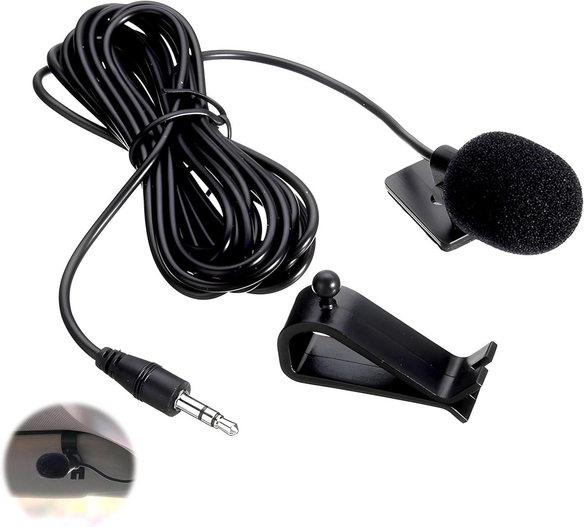 Externe Microfoon - 3.5mm Jack - Handsfree Bellen - Ruisonderdrukking - 3 Meter Kabel - Zwart