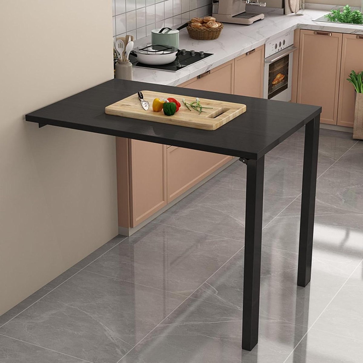 Wandbureau - Opklaptafel Bureau - Ruimte Besparen - Stabiel Draagvermogen - 75x50cm - Zwart