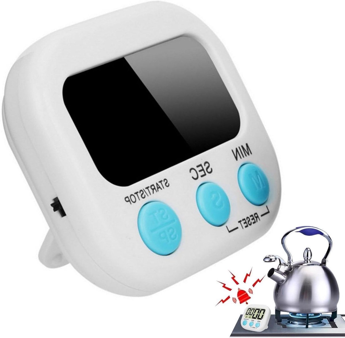 Digitale Kookwekker - Keukentimer Klok - Koken Bakken - Helder Groot Display - 72x65x2cm - Wit