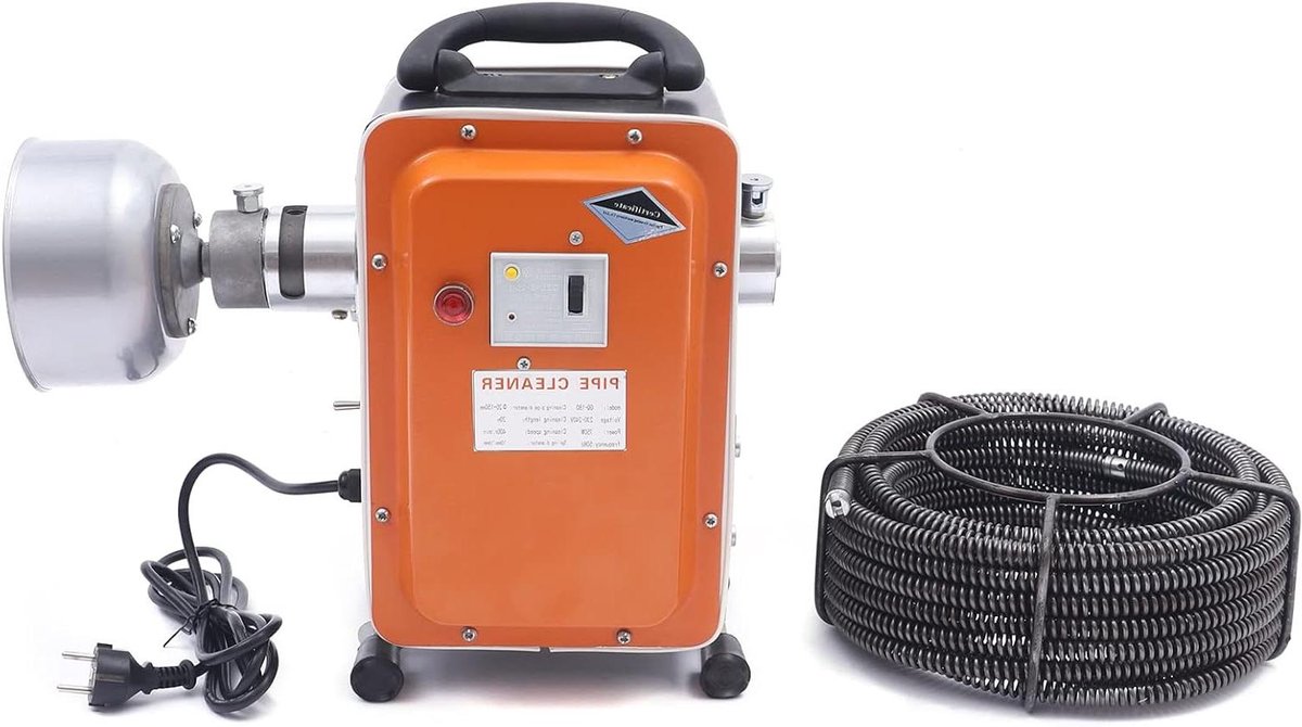 Afvoerreiniger - Slangreiniger Rioolreiniger - Verstoppingen Verwijderen - 750W Puur Koperen Motor - 20 Meter Lengte - Oranje