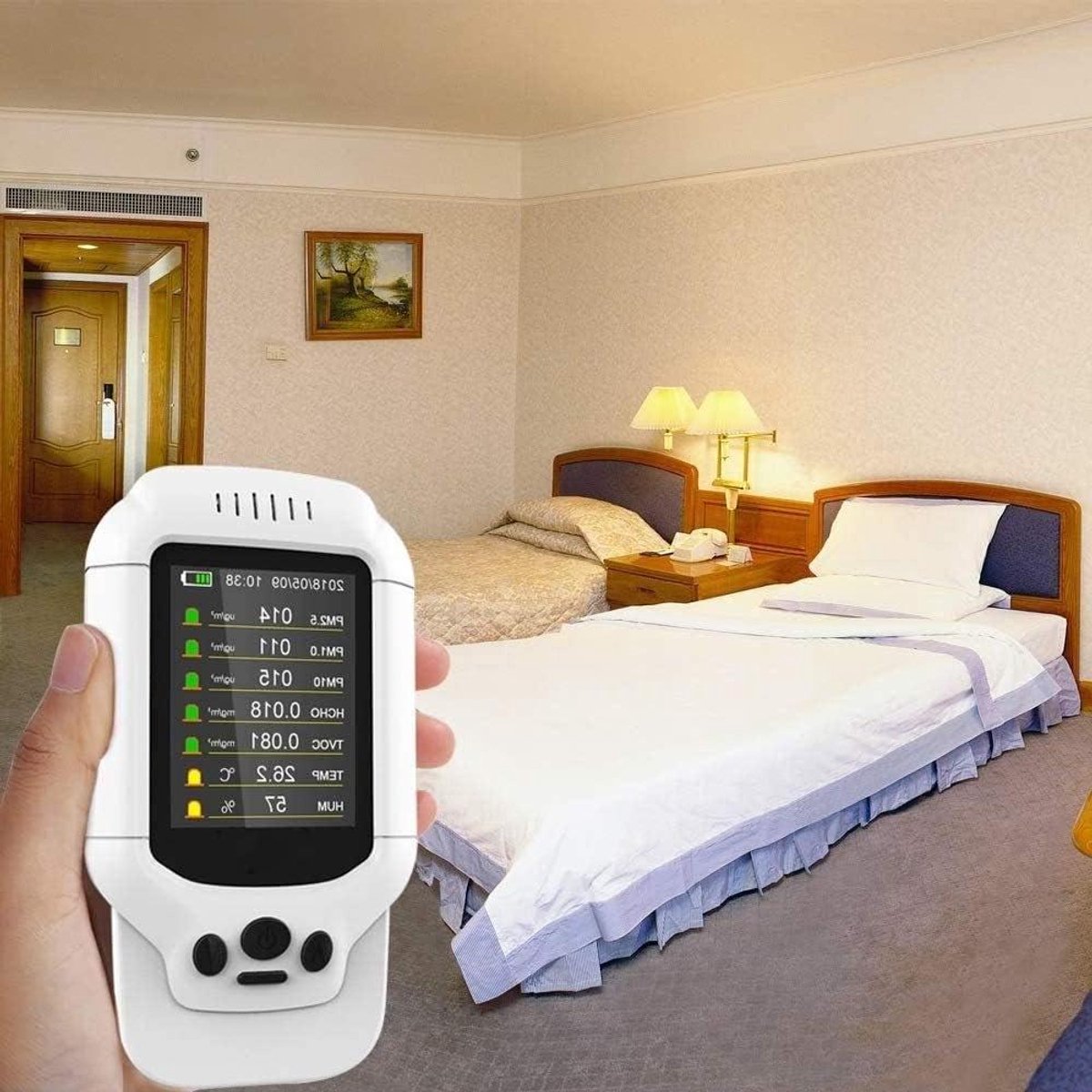 Luchtkwaliteit Monitor - Ozon Meter - Lucht Meten - Multi-Gas Detector - Draagbaar - Wit