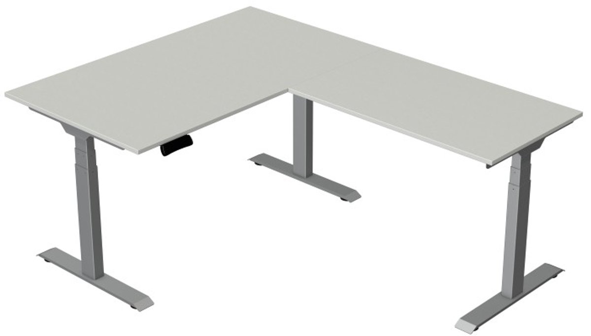 Kerkmann Elektrisch Zit-Sta Hoekbureau Move New Base 140x180 cm – licht grijs
