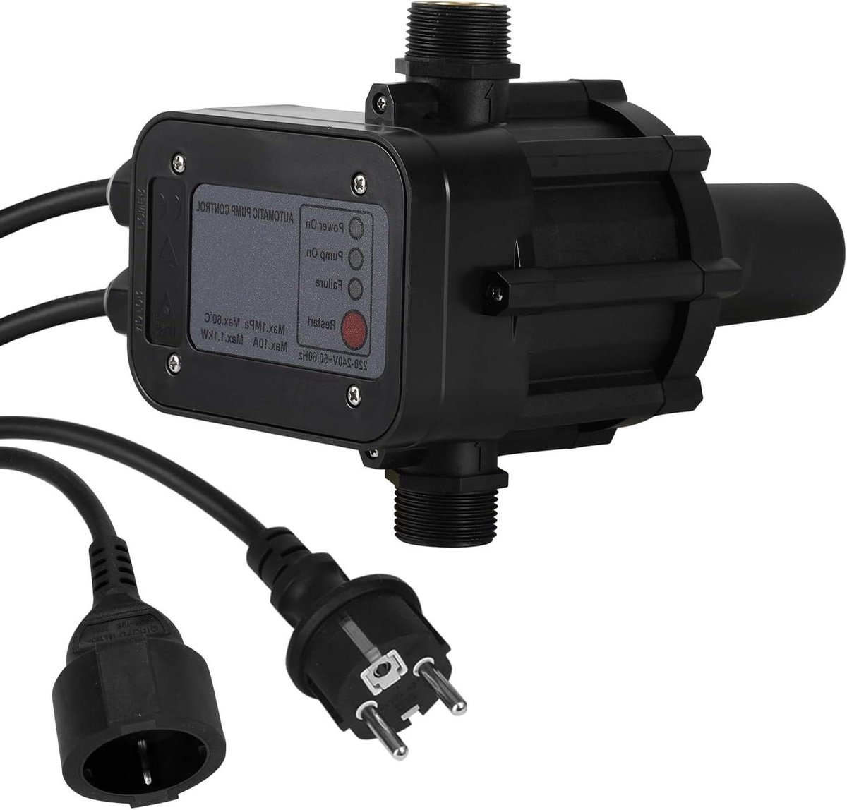Pompdrukschakelaar - Automatische pompbesturing - Waterdruk regelen - Geïntegreerde droogloopbeveiliging - 10 bar - Zwart