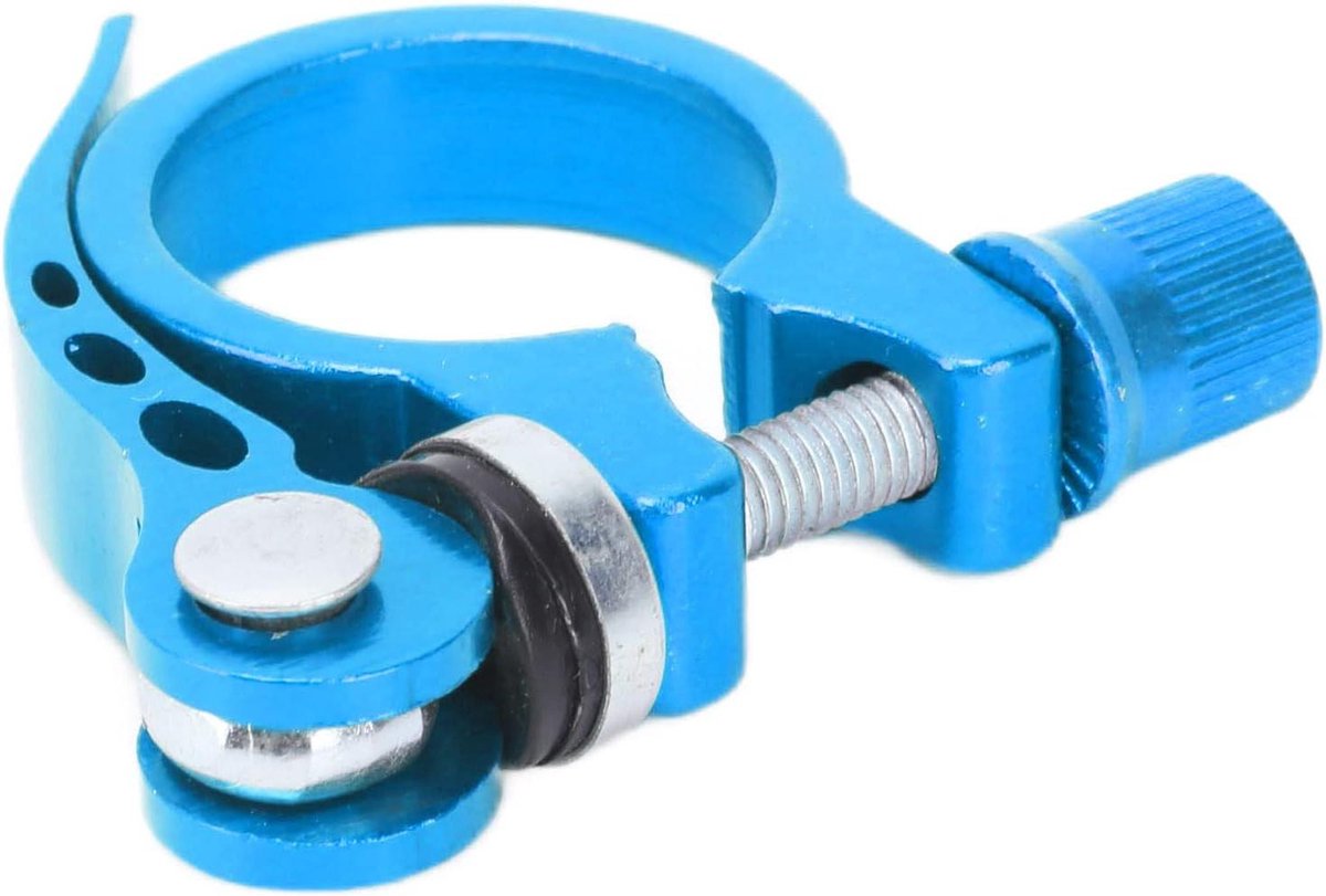 Zadelpenklem - Zadelbuisklem Fiets - Zadelhoogte Verstellen - Snelspanner Mechanisme - 34.9 mm - Blauw