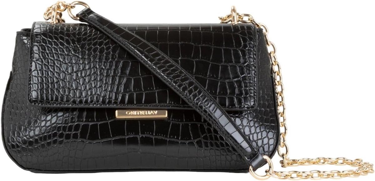 Schoudertas - Handtas Dames - Dagelijks Gebruik - Croco Lederlook - 27x15x10cm - Zwart