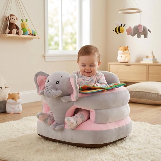 Baby Zitstoel - Olifant Stoeltje - Baby Leren Zitten - 360 Graden Ondersteuning - 40 x 39 x 185 cm — afbeelding 3