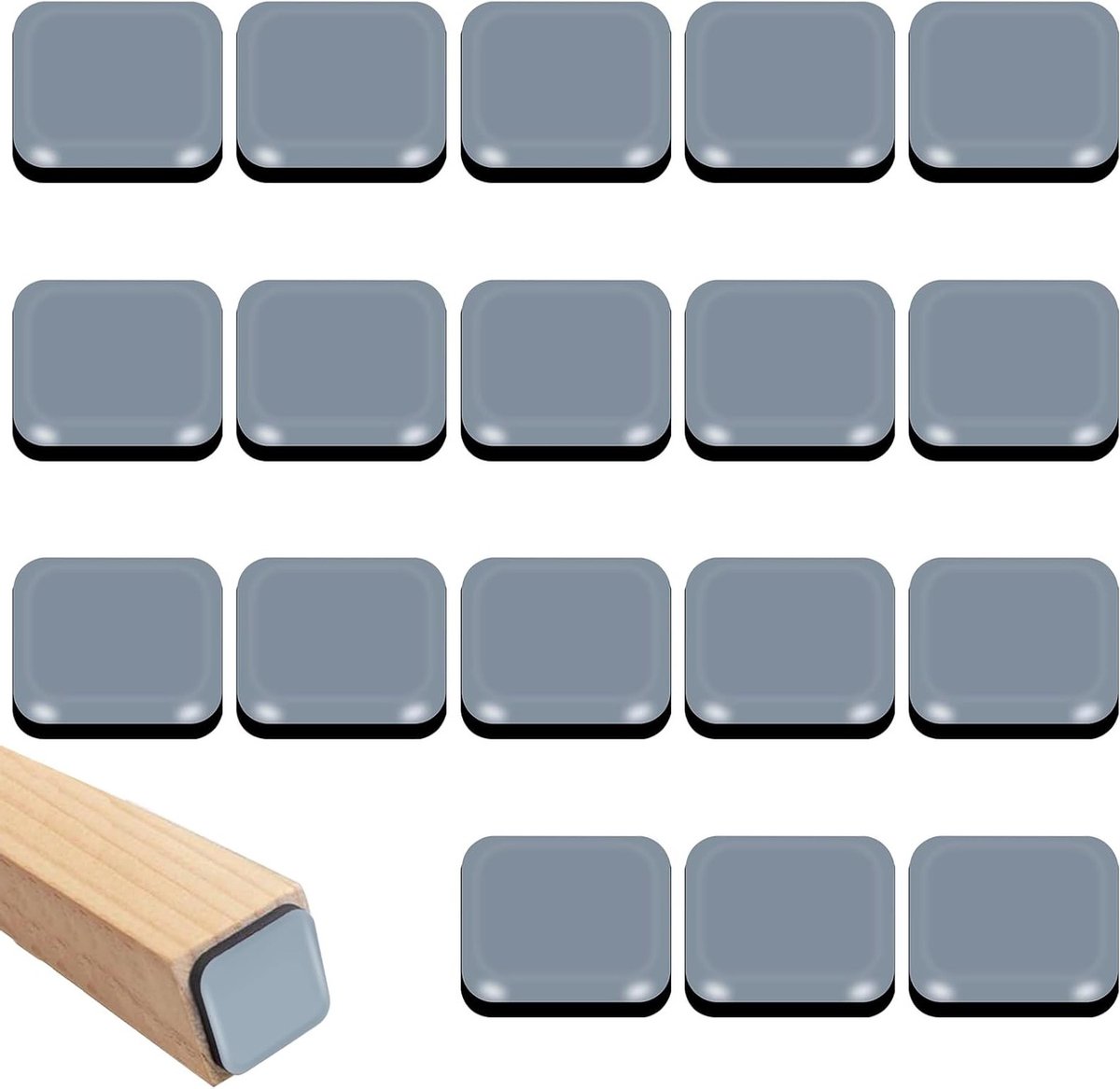 18x Zelfklevende Meubelglijders 20x20mm - Vierkante Viltglijders voor Zware Meubels en Bescherming van Vloeren
