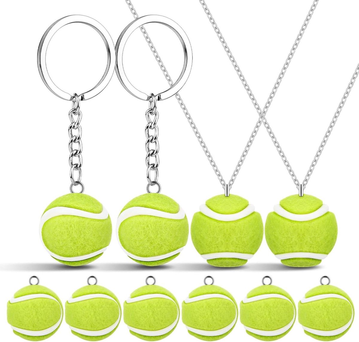Mini Tennisbal Bedels - Sport Charms - Sieraden Maken - Set van 10 stuks - 2.3 cm - Groen