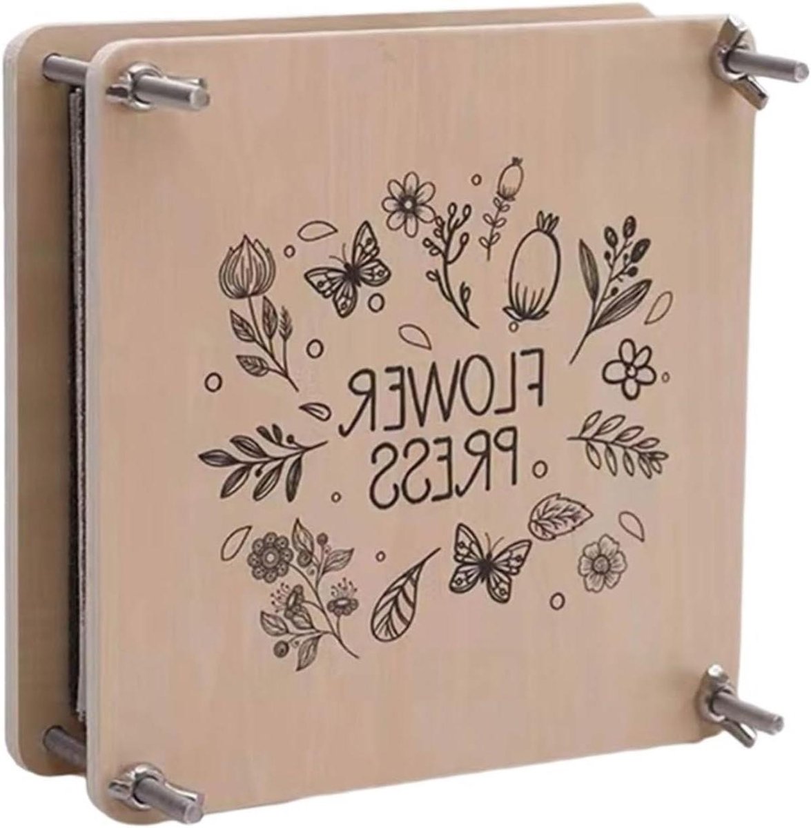 Houten bloemenpers - Bloemenpersset planten - Bloemen drogen - Stevig en compleet - 18x18cm - Niet gespecificeerd