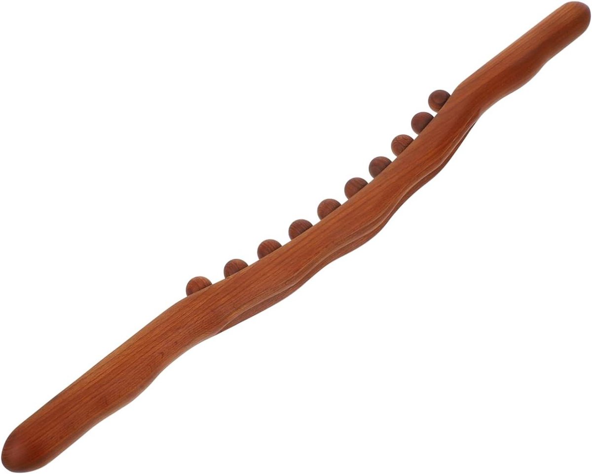 Massage Stok - Spierroller Gua - Spierontspanning Thuis - Massief Hout - 58 cm - Lichtbruin
