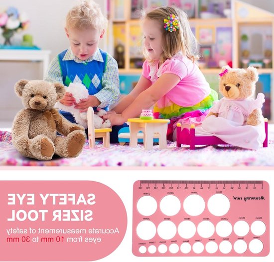 Veiligheidsogen en Neus Set voor Amigurumi Haken met 752 Stuks in Roze en Rood met Meetstaaf en Tangen — afbeelding 2