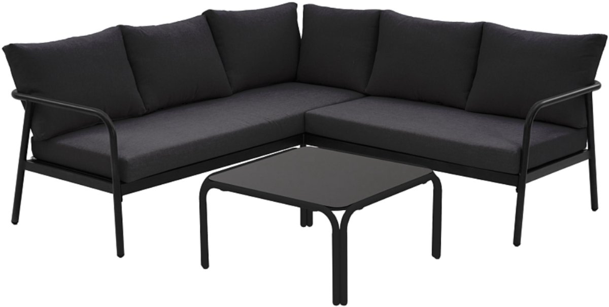 Olga sofaset met kussens zwart.
