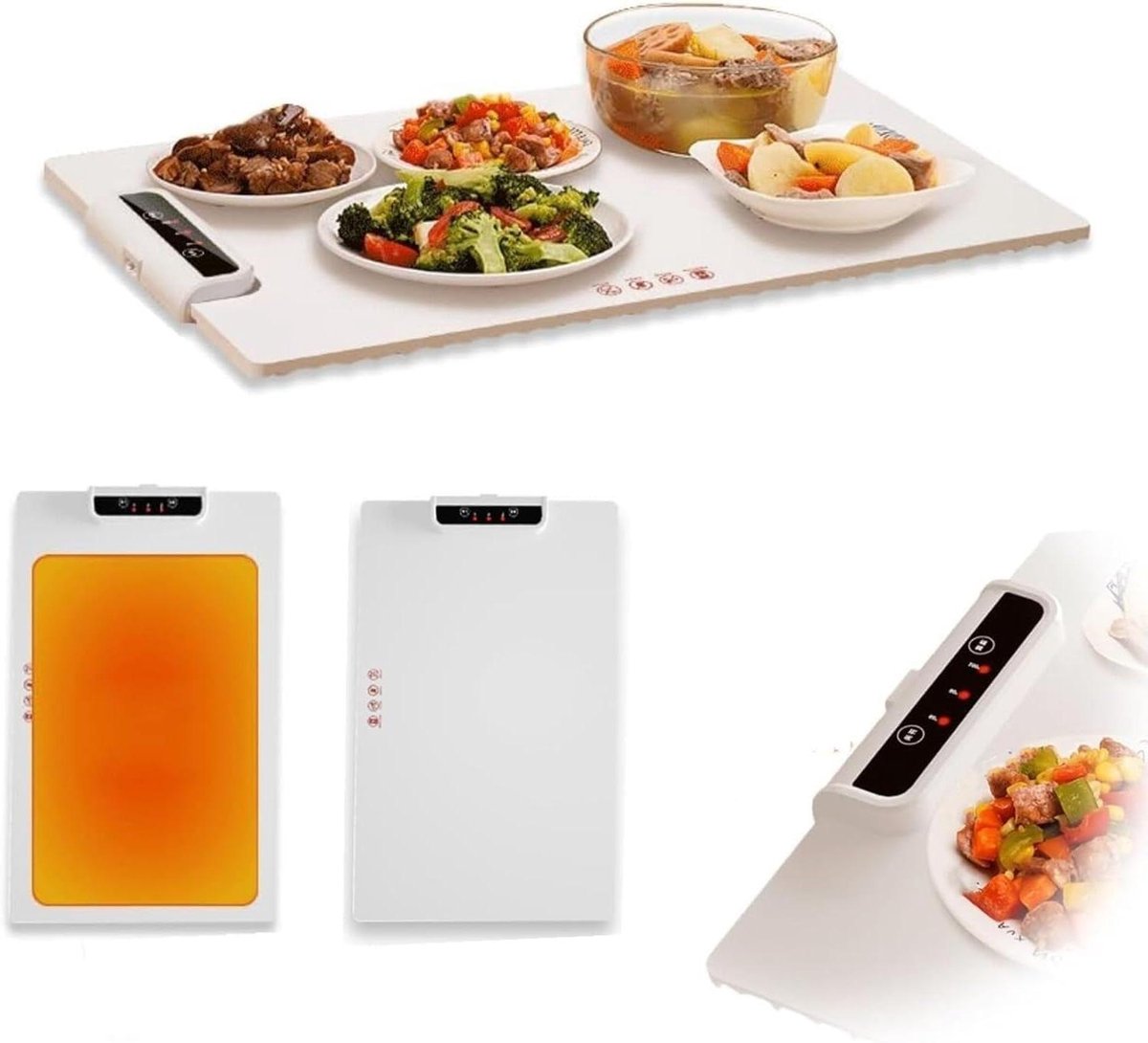 Elektrische warmhoudplaat - Opvouwbare warmer - Eten warm houden - Instelbare temperatuur - 60x38 cm - Zwart