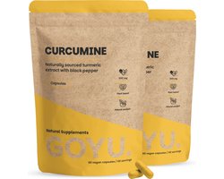 GOYU Curcumine 95% Extract met Piperine 1.000 mg Combideal 2x 60 Capsules - Curcumine 95% Extract - Met Zwarte Peper - Kurkuma - Turmeric - Vegan - Zonder toevoegingen - Lab getest - 30 tot 60 dagen voorraad per zakje