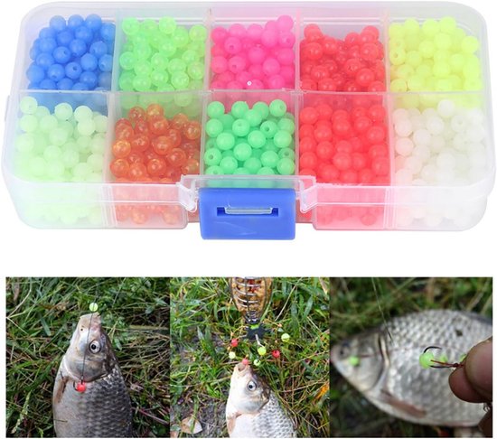 Luminous Plastic Visbollen, 1000 Stuks/Doos Ronde Glow in the Dark Loodjes voor Buitenvisserij en Aasgebruik van Luminous — afbeelding 2