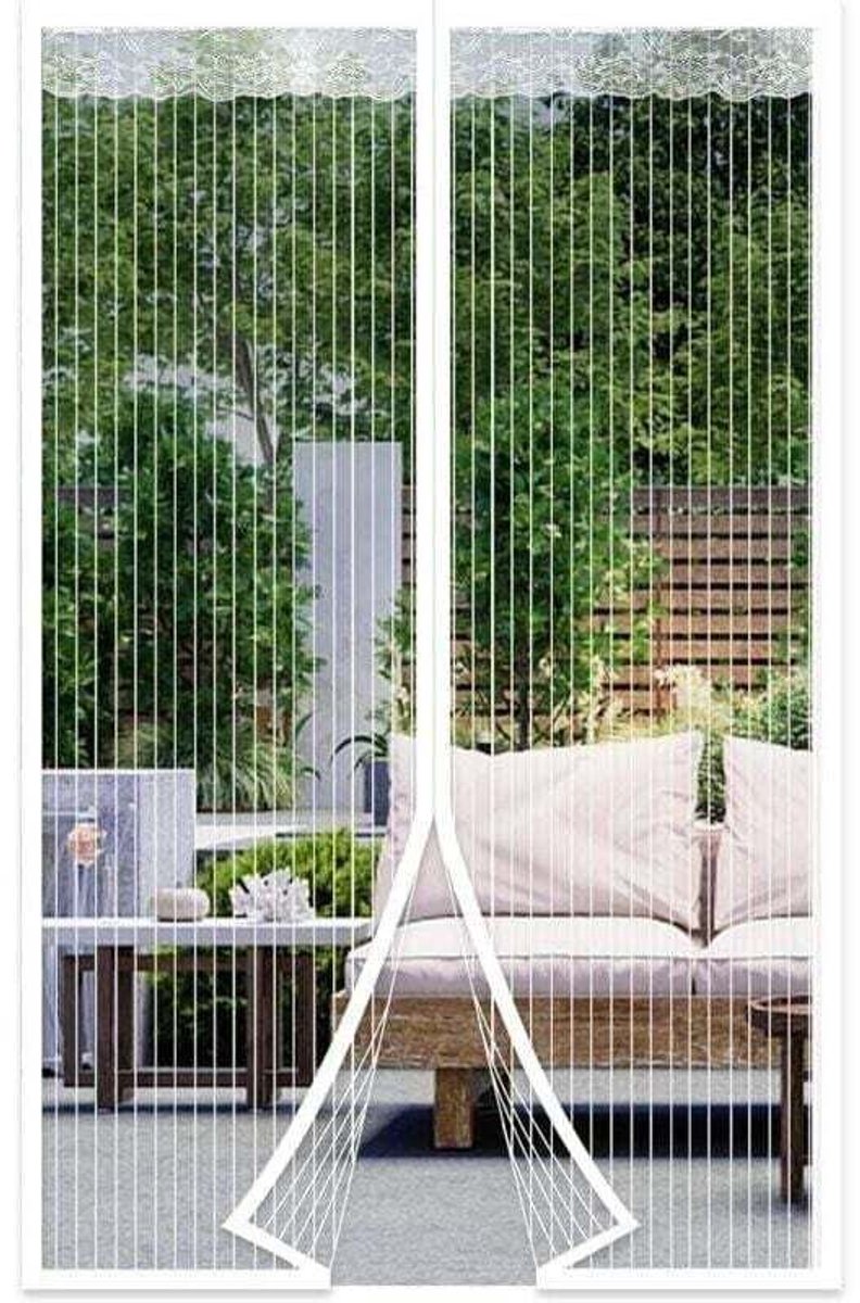 Magnetisch deurgordijn, muggenwerend deurgordijn, magnetische sluiting, boren niet nodig, geschikt voor balkondeuren, kelderdeuren en terrasdeuren (wit, 90 x 210 cm).