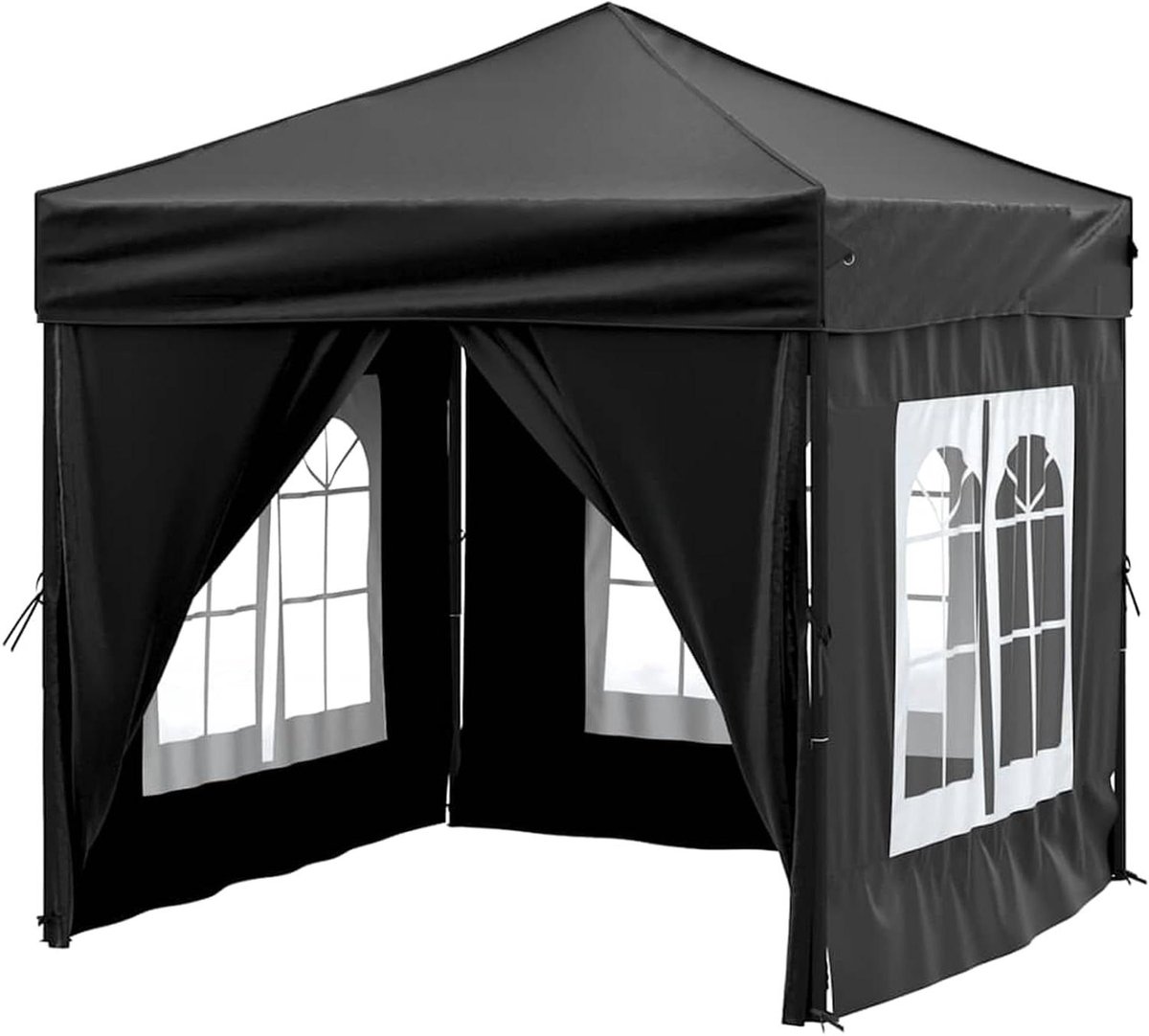 Tidyard Partytent, opvouwbaar, met zijwanden, zwart, 2 x 2 m, waterdichte tuintent, groepstent tuinpaviljoen voor tentoonstellingen, festivals, recepties in de open lucht 93504