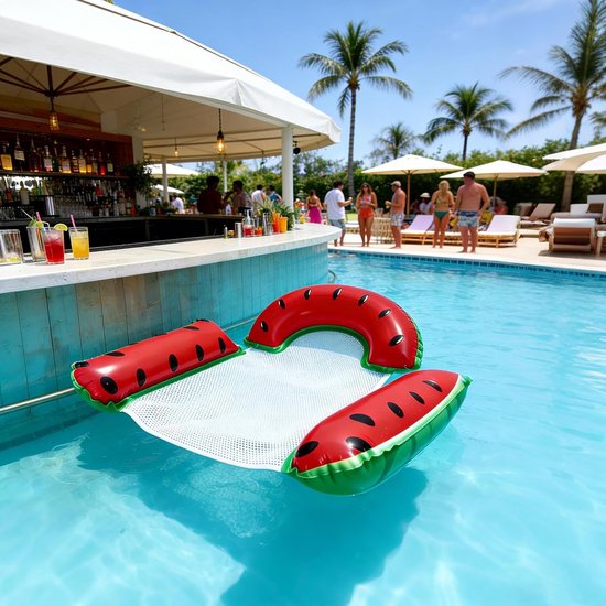 Opblaasbaar Zwembad - Luchtbed Vlot - Zomerse Ontspanning - Scheurvast PVC Materiaal - 128 x 109 cm - Watermeloen — afbeelding 5