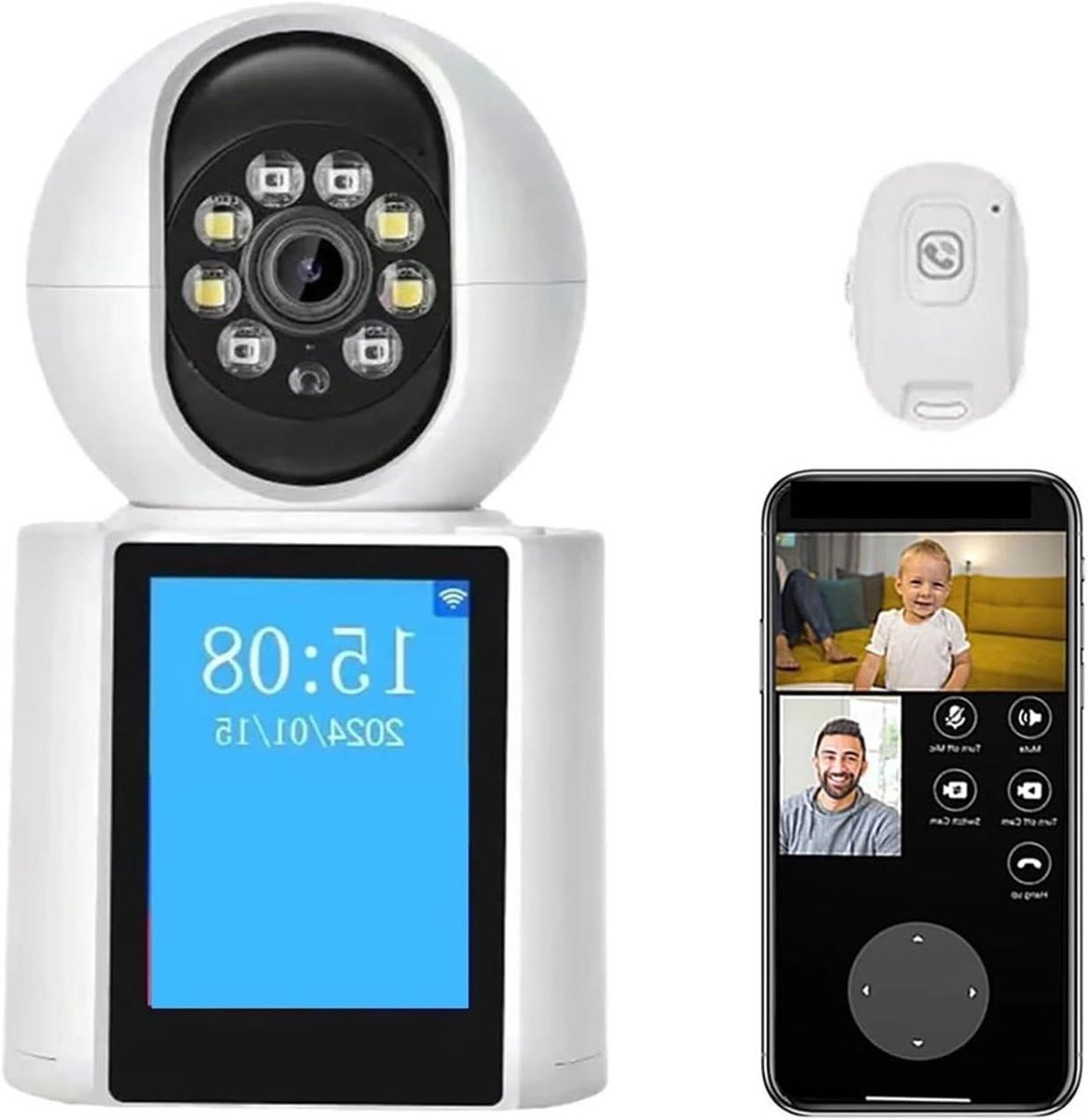 Beveiligingscamera Binnen - Babyfoon Camera - Huisbewaking - 360 Graden Rotatie - 3MP Resolutie - Wit