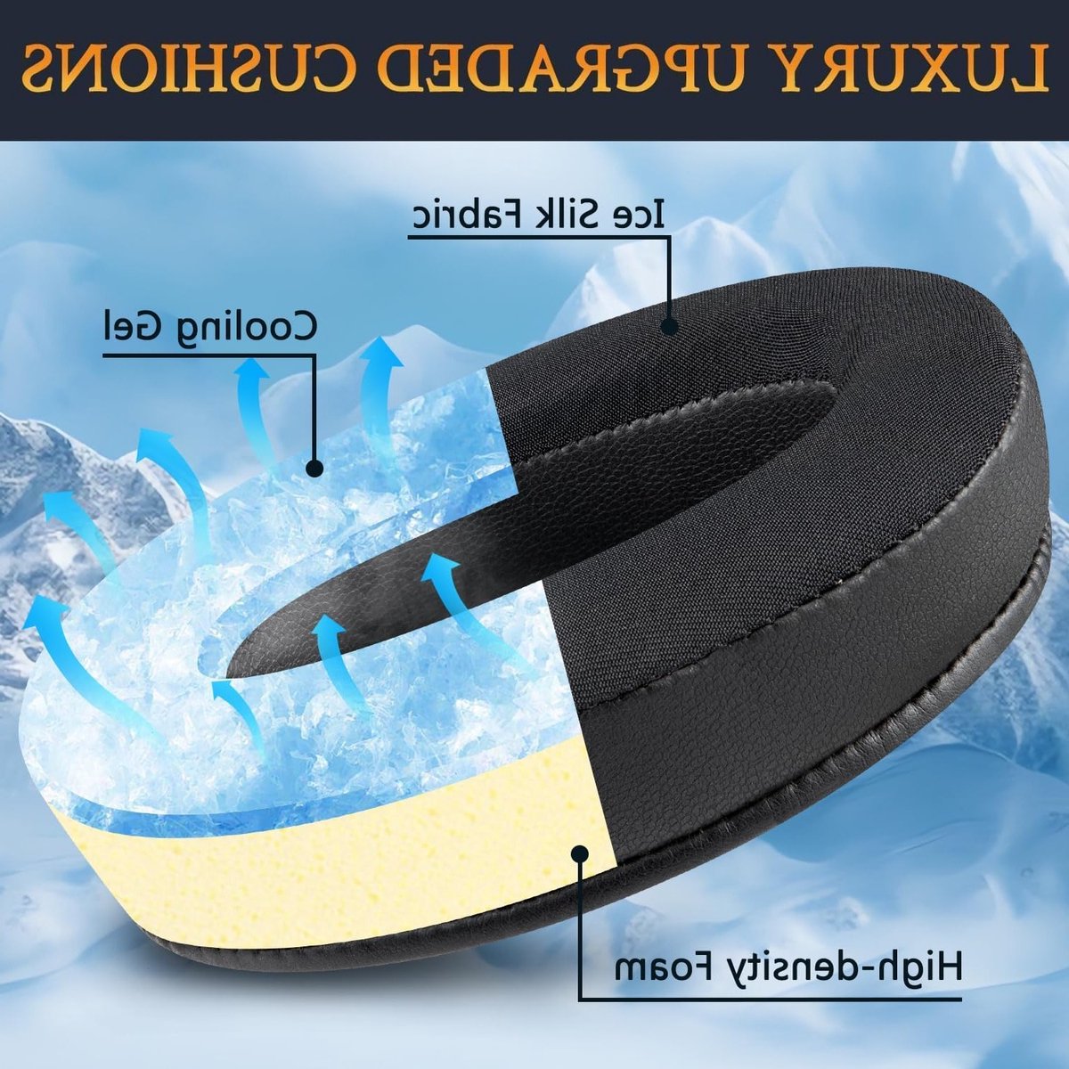 Vervangende Cooling Gel Oorkussens voor Extra Bass Noise Cancelling Hoofdtelefoons, Comfortabele Earpads met Gelvulling en Geluidsisolatie voor Draagcomfort en Verbeterde Geluidskwaliteit