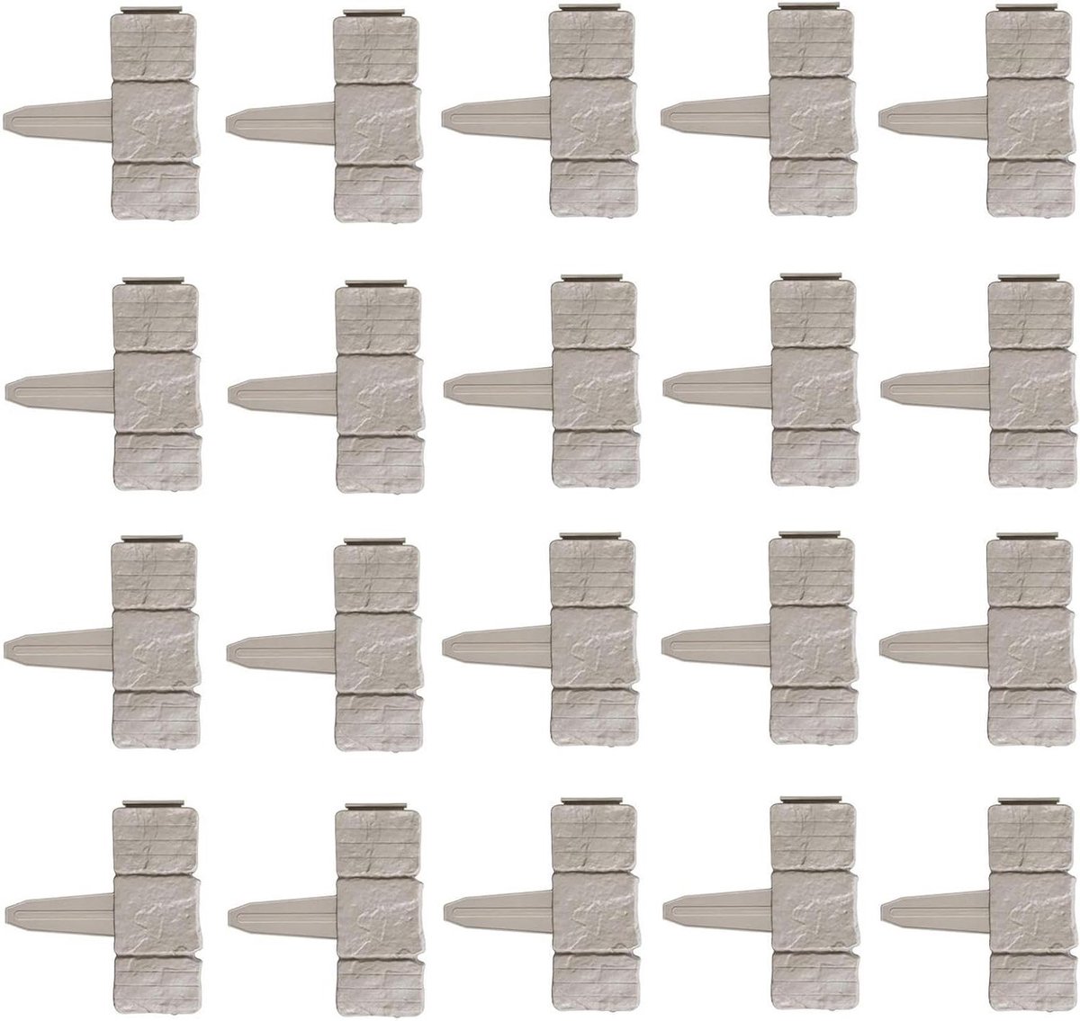 Tuinomranding Decoratief - Bloembedranden Steenlook - Tuinranden Afbakenen - Scheurvast Weerbestendig - 20 stuks - Grijs