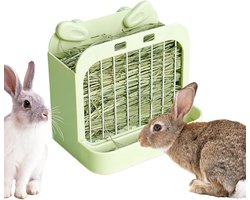 Hooi Feeder - Voer Houder - Kleine Dieren - Anti Afval Systeem - 24 x 24 x 15 cm - Groen